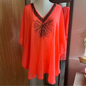 Pink Embellished kaftan coverup